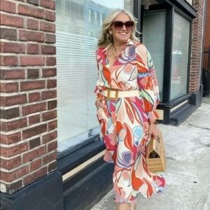 Alexis x target mixed floral robe shirt dress M